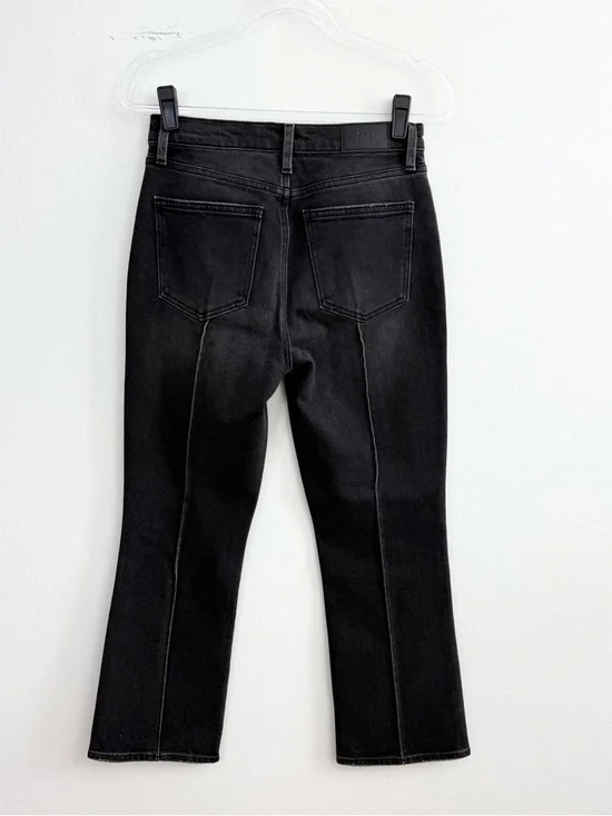 Pistola Lennon Pintuck High Rise Crop Flare Jeans Black Gray Wash Size 28 - Picture 4 of 6